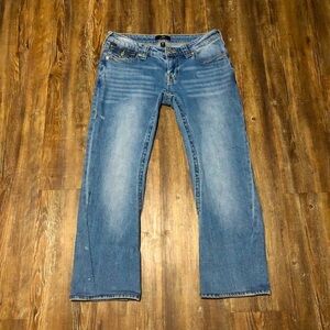 True Religion Jeans Women's 26 Joey Mid Rise Flare Sparkle Wash Y2K Denim